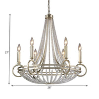 6 Lights Candle-Style Chandelier Traditional Metallic Pendant - Rebooters