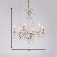 6 Lights Crystal Chandelier Light Fixture Simple Silver Candelabra Ceiling Lamp - Rebooters