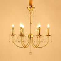 6 Lights Chandelier Lighting Traditional Curvy Arm Crystal Ceiling Pendant Light in Gold - Rebooters
