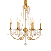 6 Lights Chandelier Lighting Traditional Curvy Arm Crystal Ceiling Pendant Light in Gold - Rebooters