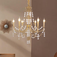 6 Lights Crystal Chandelier Lighting Fixture Minimalism Gold Candelabra Bedroom Ceiling Lamp - Rebooters