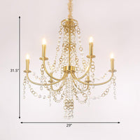 6 Lights Crystal Chandelier Lighting Fixture Minimalism Gold Candelabra Bedroom Ceiling Lamp - Rebooters