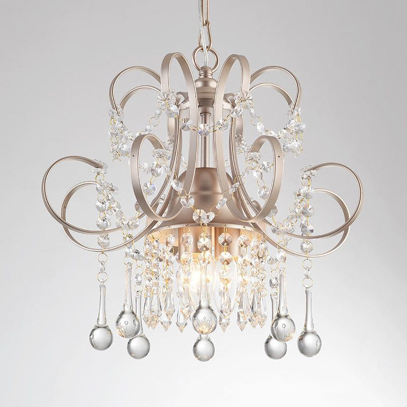 Crystal Swooping Arm Ceiling Chandelier Simple 3 Lights - Rebooters
