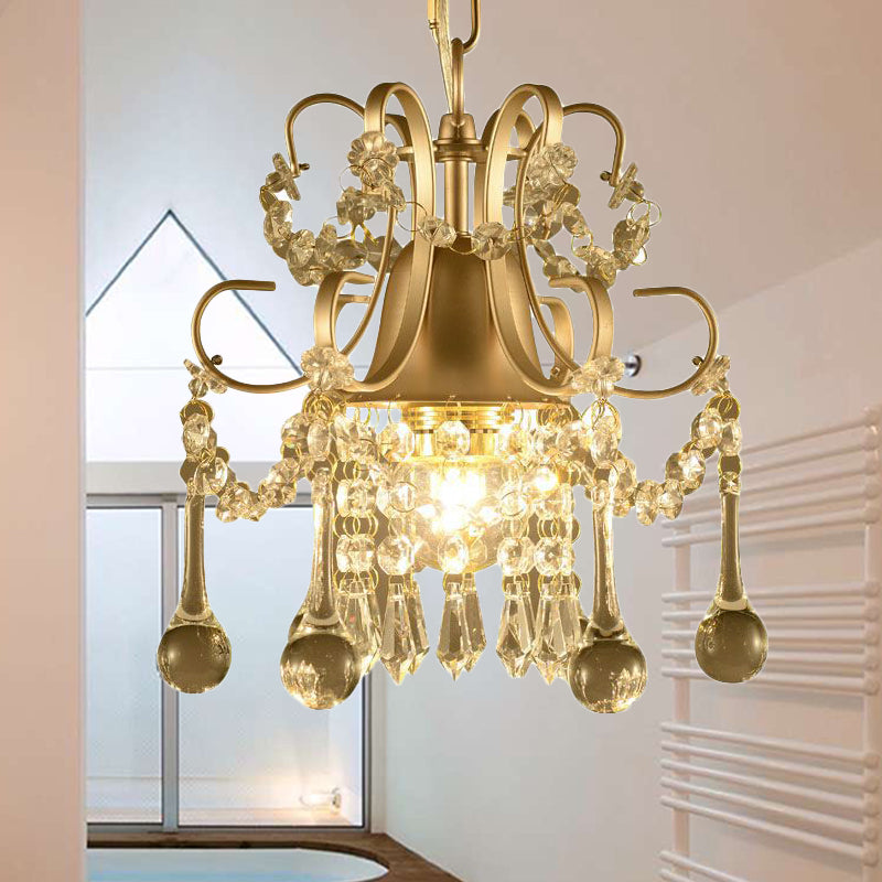 Crystal Swooping Arm Ceiling Chandelier Simple 3 Lights - Rebooters
