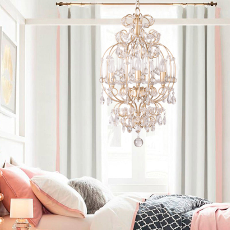 Crystal Gold Chandelier Candle 5 Lights Countryside Fixture - Rebooters