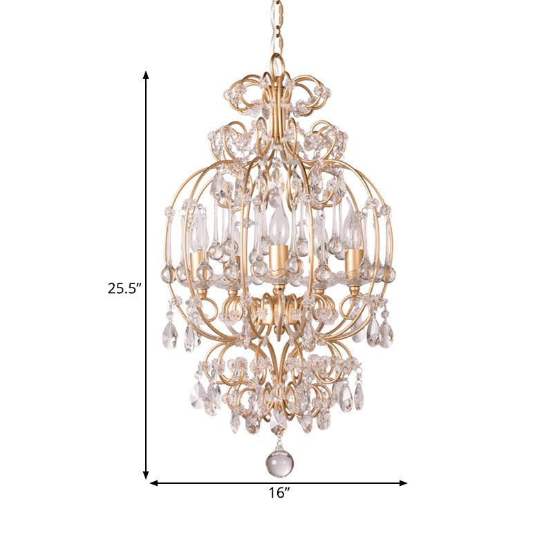 Crystal Gold Chandelier Candle 5 Lights Countryside Fixture - Rebooters