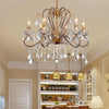 6/8 Lights Curving Chandelier Lighting Rural Style Brass Crystal Ceiling Light - Rebooters