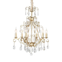 6 Lights Chandelier Lamp Lodge Curvy Arm Crystal Pendant Light Fixture in Gold - Rebooters