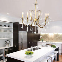 5/6 Lights Crystal Chandelier Pendant Light Traditional Gold Candlestick Dining Room Suspension Light - Rebooters