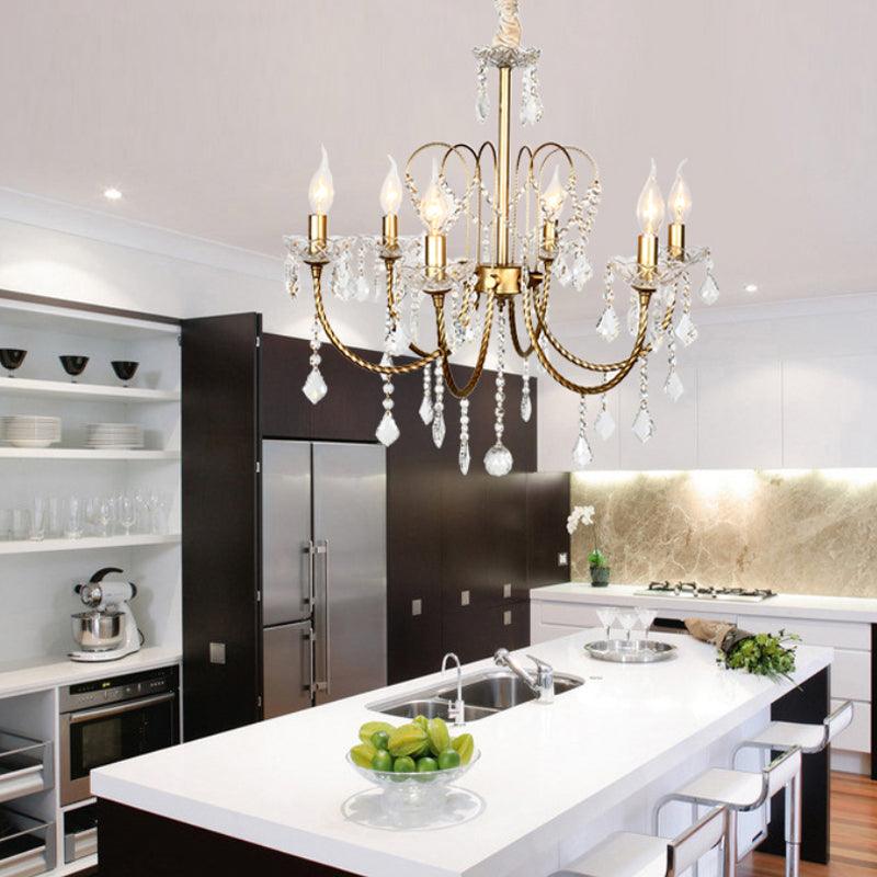 5/6 Lights Crystal Chandelier Pendant Light Traditional Gold Candlestick Dining Room Suspension Light - Rebooters