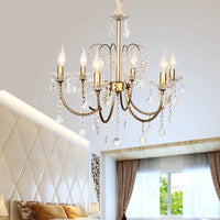 5/6 Lights Crystal Chandelier Pendant Light Traditional Gold Candlestick Dining Room Suspension Light - Rebooters