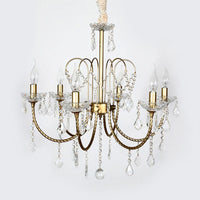 5/6 Lights Crystal Chandelier Pendant Light Traditional Gold Candlestick Dining Room Suspension Light - Rebooters