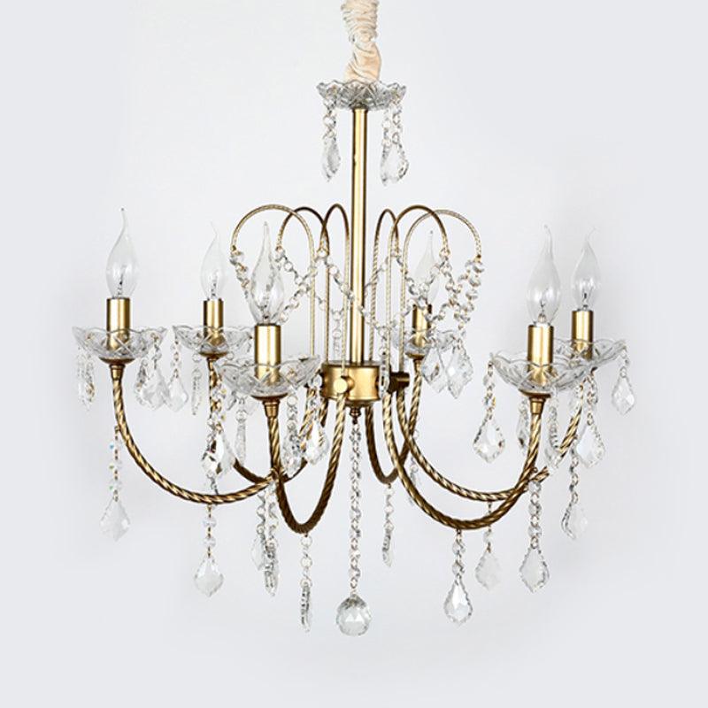 5/6 Lights Crystal Chandelier Pendant Light Traditional Gold Candlestick Dining Room Suspension Light - Rebooters