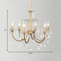 5/6 Lights Crystal Chandelier Pendant Light Traditional Gold Candlestick Dining Room Suspension Light - Rebooters