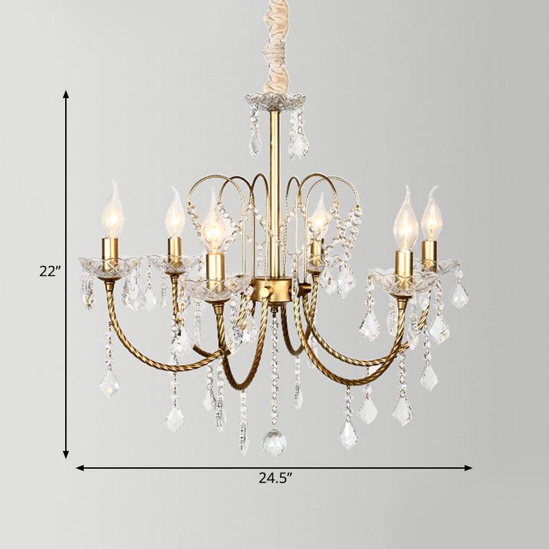 5/6 Lights Crystal Chandelier Pendant Light Traditional Gold Candlestick Dining Room Suspension Light - Rebooters