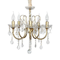 5/6 Lights Crystal Chandelier Pendant Light Traditional Gold Candlestick Dining Room Suspension Light - Rebooters