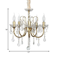 5/6 Lights Crystal Chandelier Pendant Light Traditional Gold Candlestick Dining Room Suspension Light - Rebooters