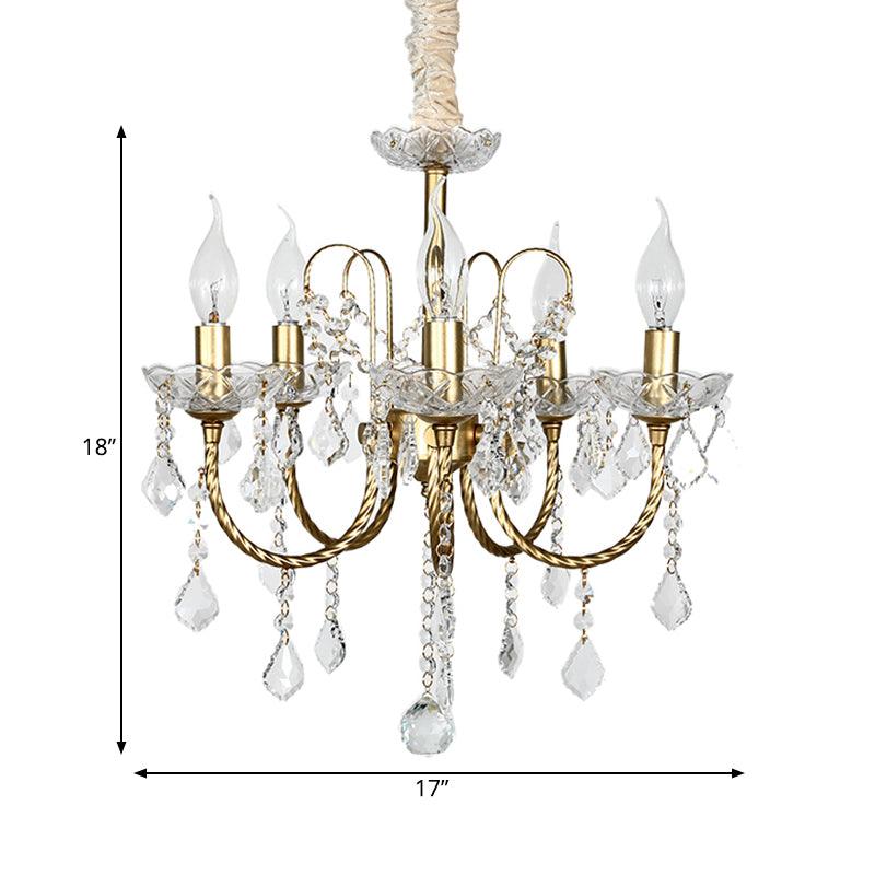 5/6 Lights Crystal Chandelier Pendant Light Traditional Gold Candlestick Dining Room Suspension Light - Rebooters