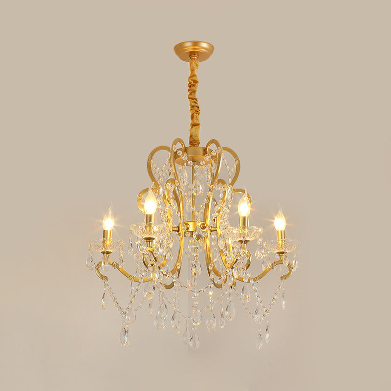 Candle Crystal Pendant Chandelier Traditional-Style 4/6/8 Lights Gold - Rebooters