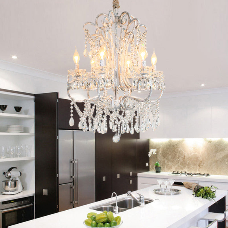 Curvy Bedroom Hanging Chandelier Simple Crystal 5/6 Lights - Rebooters