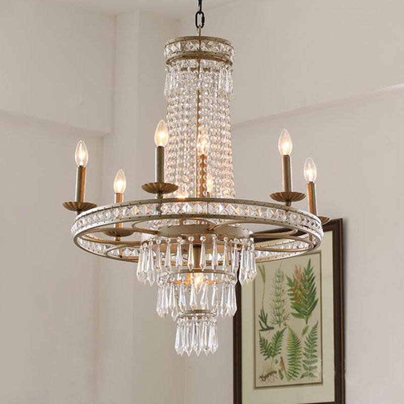 Silver 8/10 Lights Chandelier Countryside Crystal Lamp - Rebooters