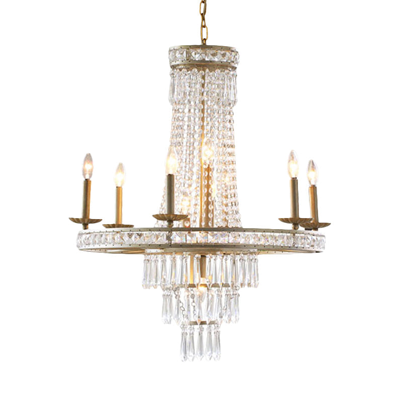 Silver 8/10 Lights Chandelier Countryside Crystal Lamp - Rebooters