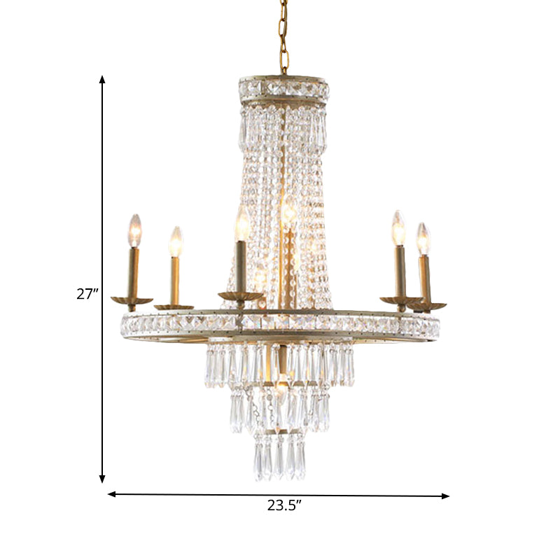 Silver 8/10 Lights Chandelier Countryside Crystal Lamp - Rebooters