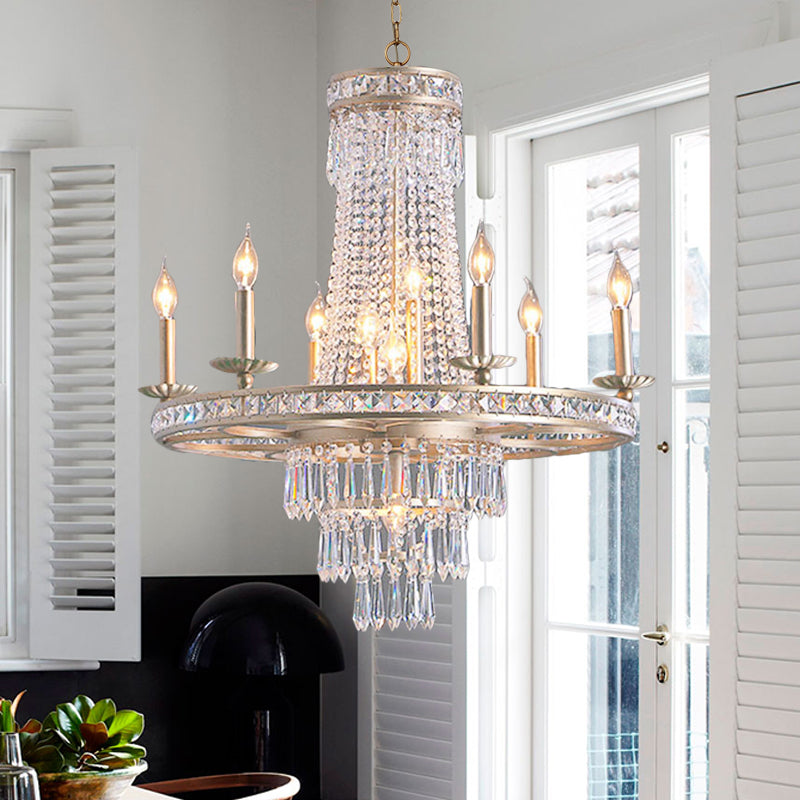 Silver 8/10 Lights Chandelier Countryside Crystal Lamp - Rebooters