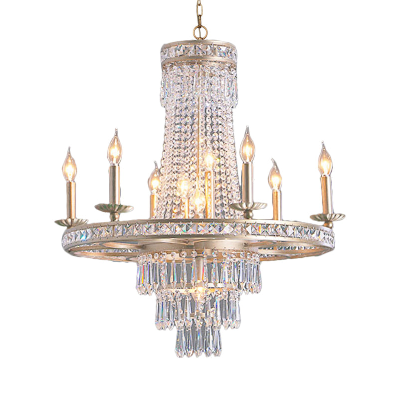 Silver 8/10 Lights Chandelier Countryside Crystal Lamp - Rebooters