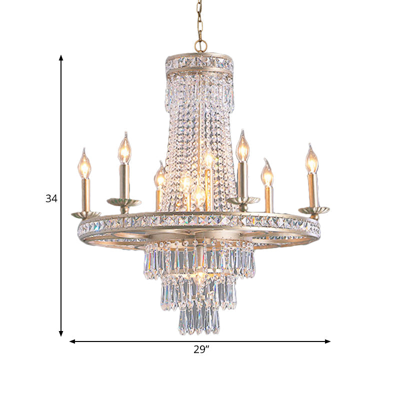 Silver 8/10 Lights Chandelier Countryside Crystal Lamp - Rebooters