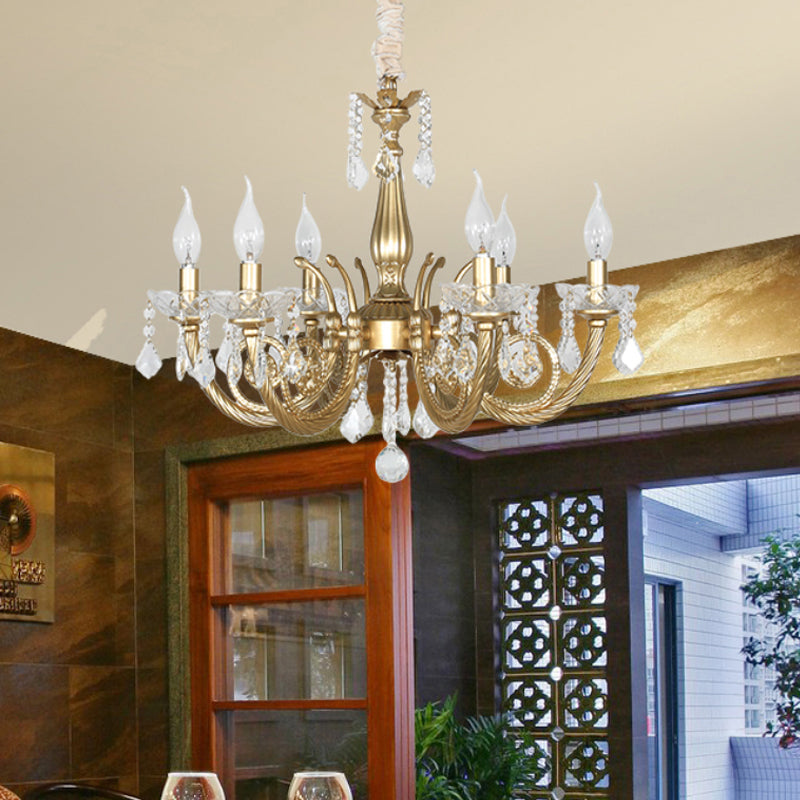 Crystal Gold Chandelier Lighting Scrolled Arm Lodge Pendant - Rebooters
