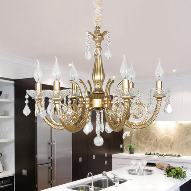 Crystal Gold Chandelier Lighting Scrolled Arm Lodge Pendant - Rebooters