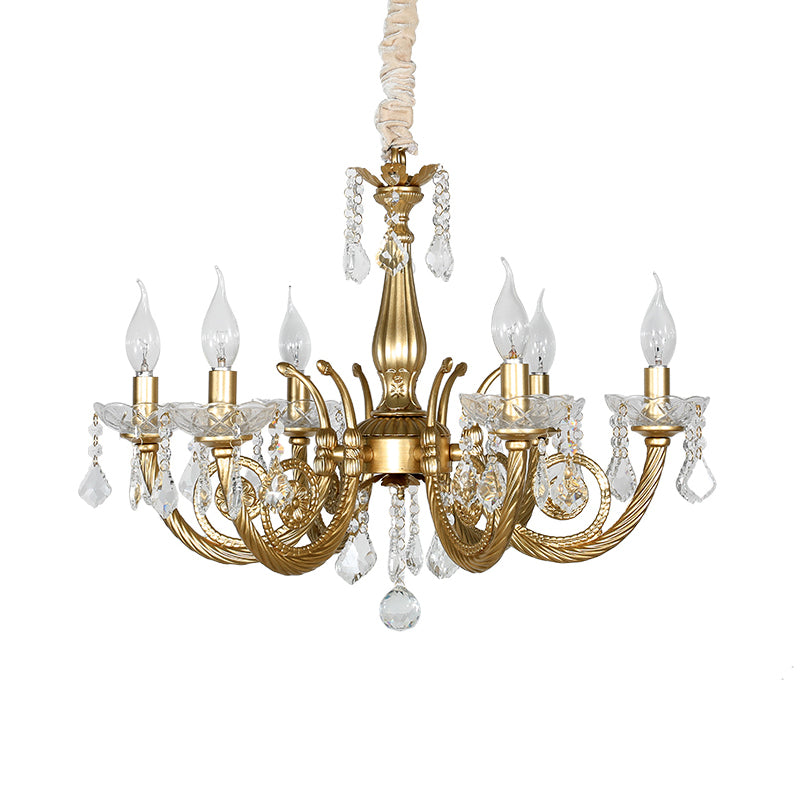 Crystal Gold Chandelier Lighting Scrolled Arm Lodge Pendant - Rebooters