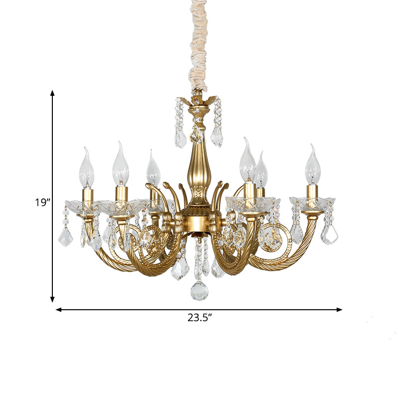 Crystal Gold Chandelier Lighting Scrolled Arm Lodge Pendant - Rebooters
