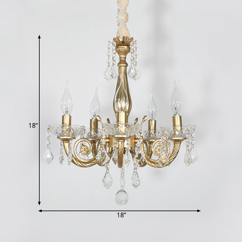 Crystal Gold Chandelier Lighting Scrolled Arm Lodge Pendant - Rebooters