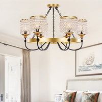 6/8 Lights Crystal Pendant Chandelier Countryside Gold Lamp - Rebooters