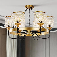 6/8 Lights Crystal Pendant Chandelier Countryside Gold Lamp - Rebooters