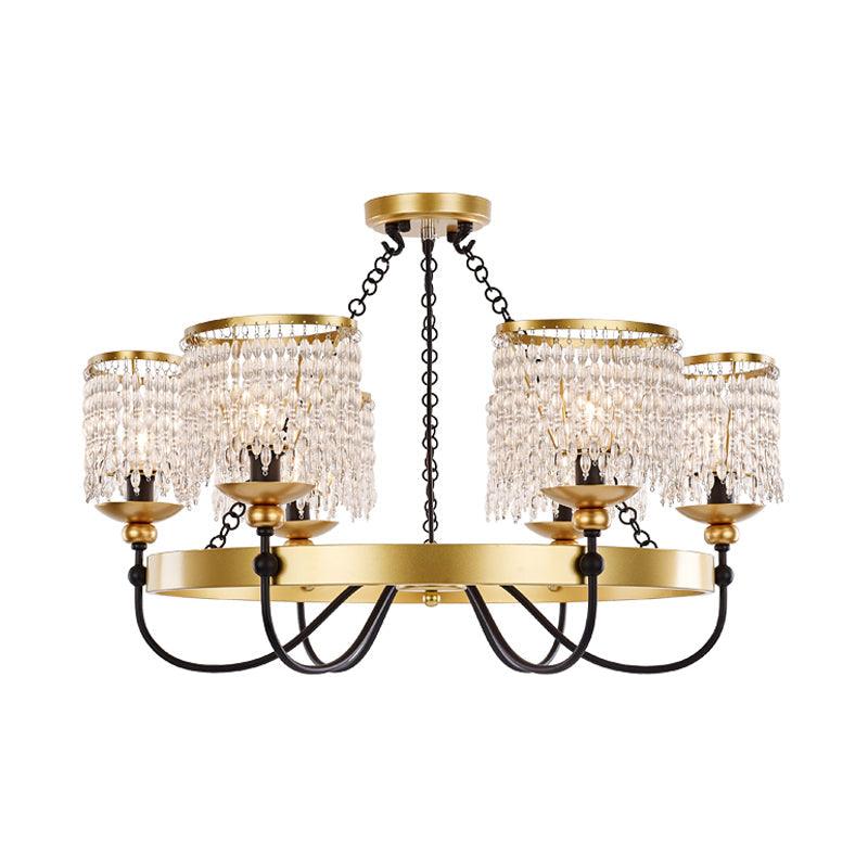 6/8 Lights Crystal Pendant Chandelier Countryside Gold Lamp - Rebooters