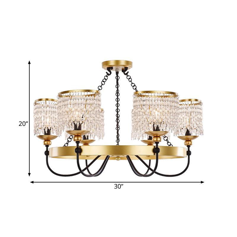 6/8 Lights Crystal Pendant Chandelier Countryside Gold Lamp - Rebooters