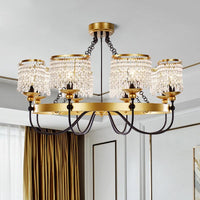 6/8 Lights Crystal Pendant Chandelier Countryside Gold Lamp - Rebooters