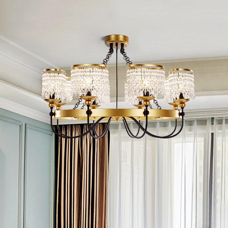 6/8 Lights Crystal Pendant Chandelier Countryside Gold Lamp - Rebooters