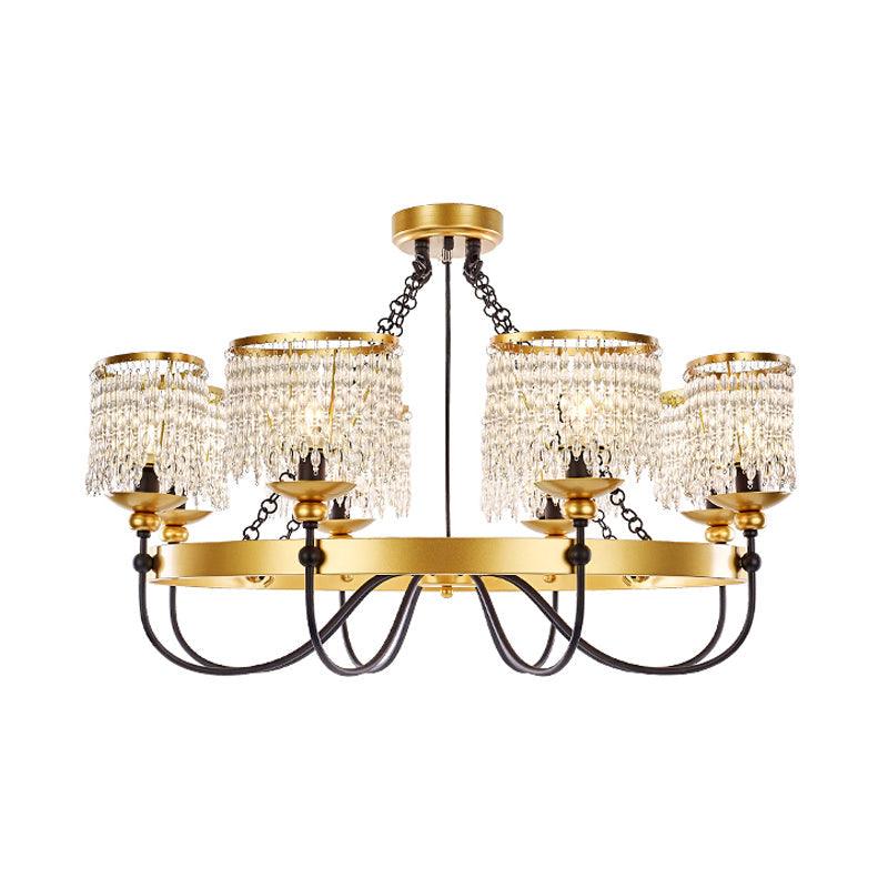 6/8 Lights Crystal Pendant Chandelier Countryside Gold Lamp - Rebooters