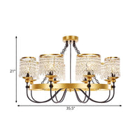 6/8 Lights Crystal Pendant Chandelier Countryside Gold Lamp - Rebooters