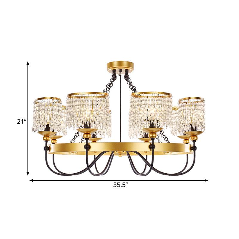6/8 Lights Crystal Pendant Chandelier Countryside Gold Lamp - Rebooters