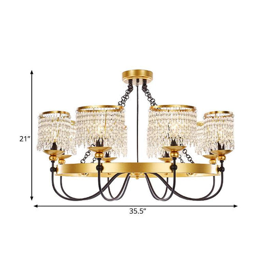 6/8 Lights Crystal Pendant Chandelier Countryside Gold Lamp - Rebooters