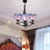 Bronze 3/5 Lights Chandelier Lighting Fixture Baroque Pink Purple Floral Pendant Lamp for Kitchen - Rebooters