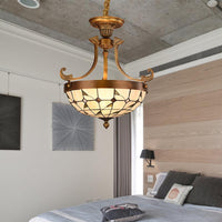 16"/18" W Flower/Leaf Chandelier Light Fixture 3 Lights Stained Glass Victorian Hanging Lamp Kit - Rebooters