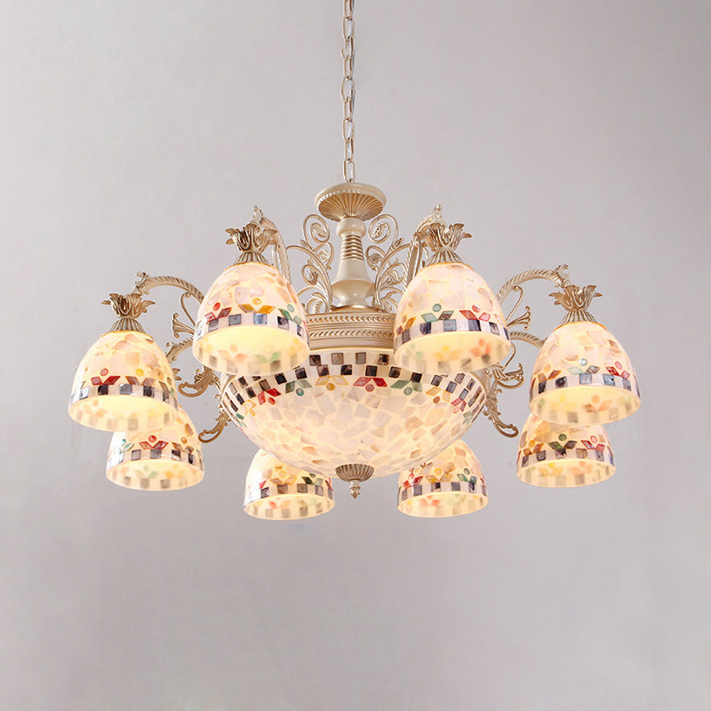 White Domed Hanging Chandelier Baroque 5/9/11 Lights Fixture - Rebooters