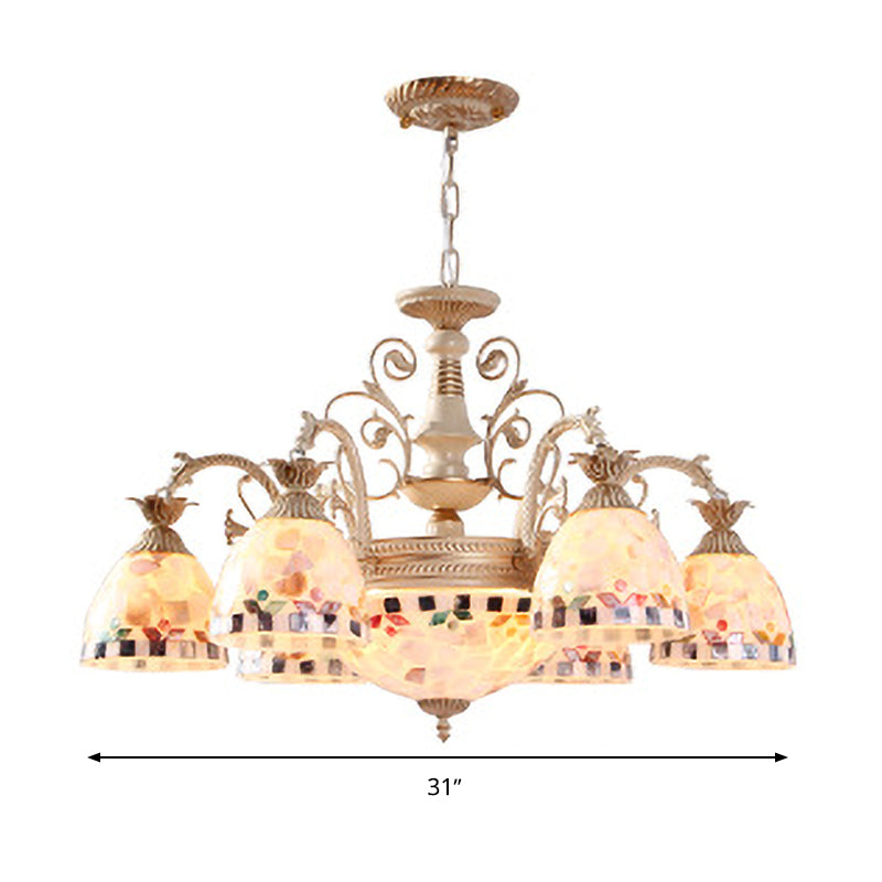 White Domed Hanging Chandelier Baroque 5/9/11 Lights Fixture - Rebooters