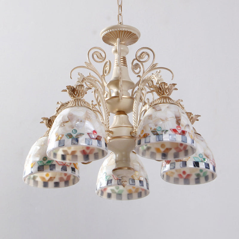 White Domed Hanging Chandelier Baroque 5/9/11 Lights Fixture - Rebooters